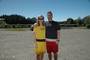 the both of us with our hired swim gear for the zorb